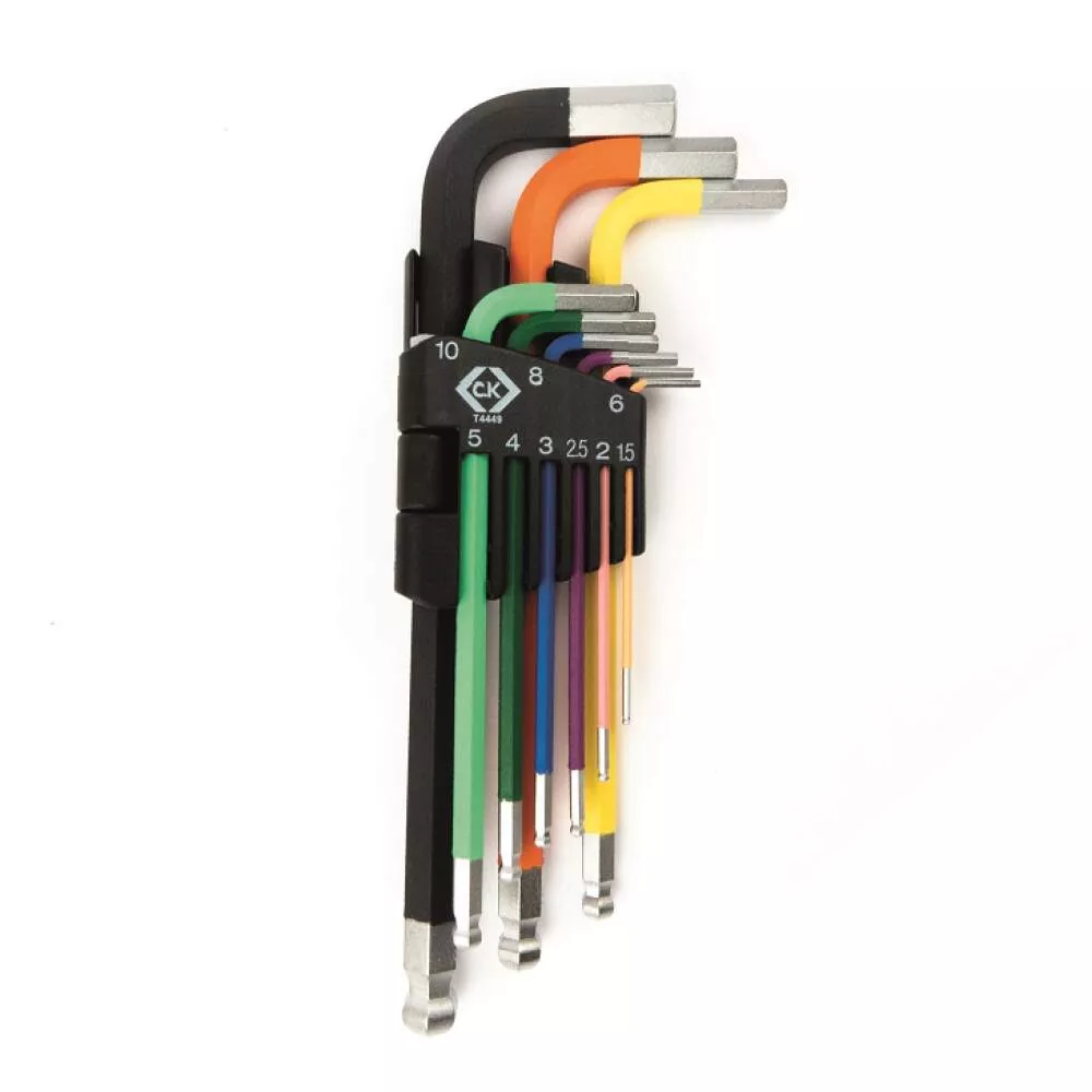 C.K Ball-ended Coloured Hexagon Key Set of 9 Metric