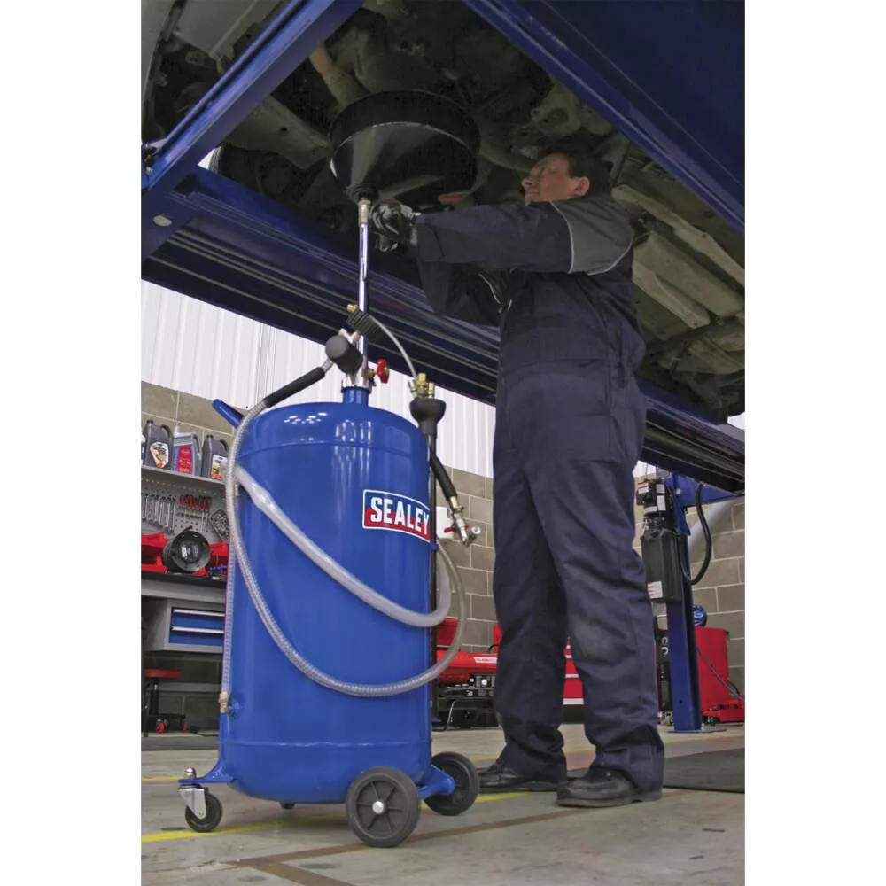 Mobile Oil Drainer with Probes 90L Air Discharge
